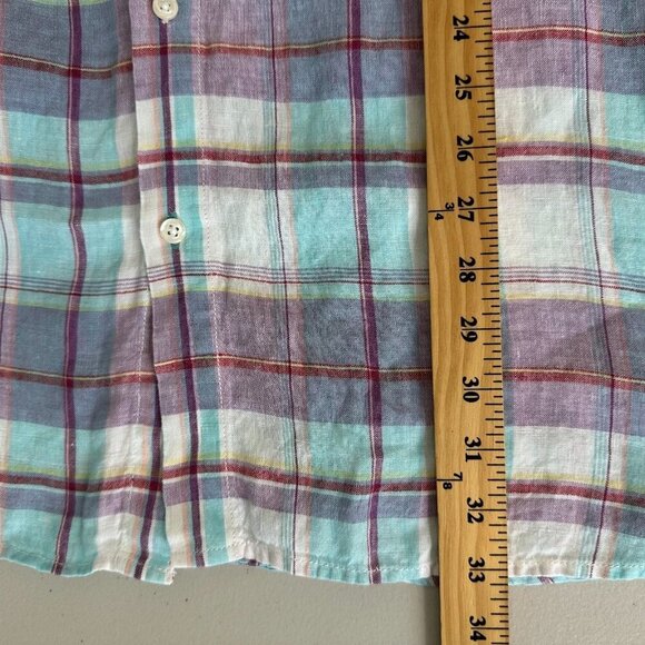 Tommy Bahama Linen Long Sleeve Button Down Shirt 2XL Blue Purple Plaid - Picture 6 of 12